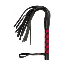 Флогер VIP Leather Flogger, BLACK/RED